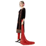 Women's Cotton Unstitched Salwar-Suit Material With Dupatta (Black, 2-2.5mtrs)