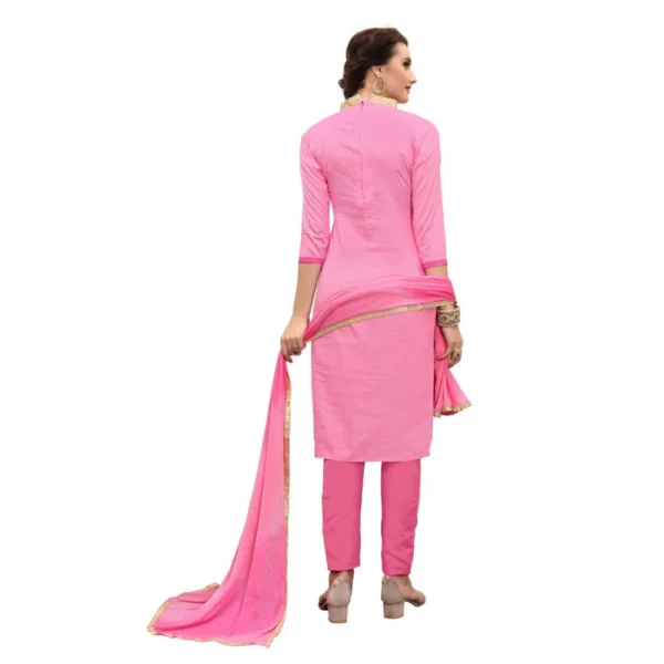 Women's Cotton Unstitched Salwar-Suit Material With Dupatta (Pink, 2-2.5mtrs)