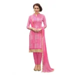 Women's Cotton Unstitched Salwar-Suit Material With Dupatta (Pink, 2-2.5mtrs)