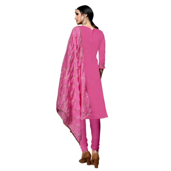 Women's Cotton Unstitched Salwar-Suit Material With Dupatta (Pink, 2-2.5mtrs)