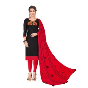 Women's Modal Silk Unstitched Salwar-Suit Material With Dupatta (Black, 2-2.5mtrs)