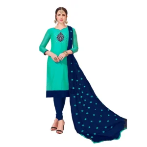 Women's Modal Silk Unstitched Salwar-Suit Material With Dupatta (Turquoise, 2-2.5mtrs)