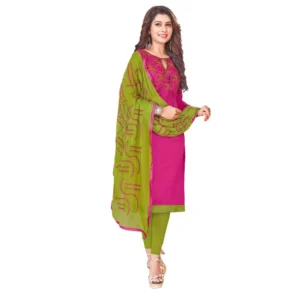 Women's Glaze Cotton Unstitched Salwar-Suit Material With Dupatta (Magenta, 2-2.5mtrs)