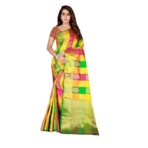 Women's Banarasi silk Saree with Blouse (Multi, 5-6 Mtrs)