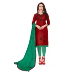 Women's Glaze Cotton Unstitched Salwar-Suit Material With Dupatta (Maroon, 2 Mtr)