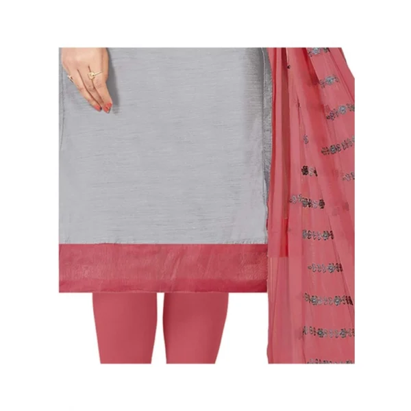 Women's Modal Silk Unstitched Salwar-Suit Material With Dupatta (Light Grey, 2 Mtr)