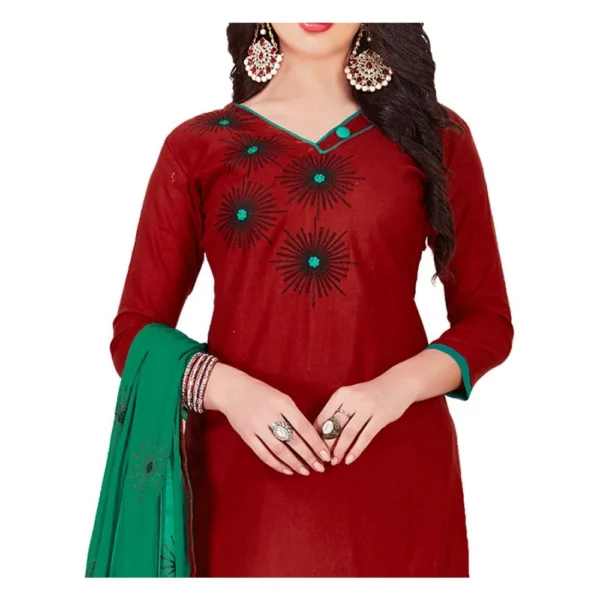 Women's Glaze Cotton Unstitched Salwar-Suit Material With Dupatta (Maroon, 2 Mtr)
