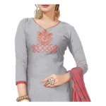 Women's Modal Silk Unstitched Salwar-Suit Material With Dupatta (Light Grey, 2 Mtr)