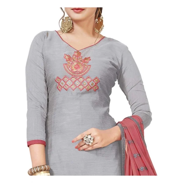 Women's Modal Silk Unstitched Salwar-Suit Material With Dupatta (Light Grey, 2 Mtr)
