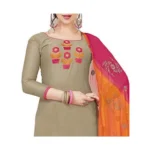 Women's Modal Silk Unstitched Salwar-Suit Material With Dupatta (Beige, 2 Mtr)