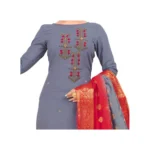 Women's South Slub Cotton Unstitched Salwar-Suit Material With Dupatta (Grey, 2 Mtr)