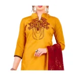 Women's Glaze Cotton Unstitched Salwar-Suit Material With Dupatta (Yellow, 2 Mtr)