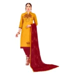 Women's Glaze Cotton Unstitched Salwar-Suit Material With Dupatta (Yellow, 2 Mtr)