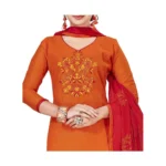 Women's Modal Silk Unstitched Salwar-Suit Material With Dupatta (Orange, 2 Mtr)