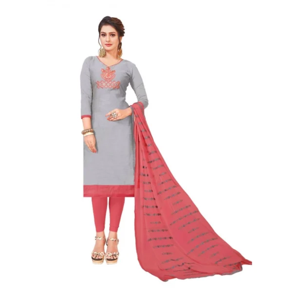 Women's Modal Silk Unstitched Salwar-Suit Material With Dupatta (Light Grey, 2 Mtr)
