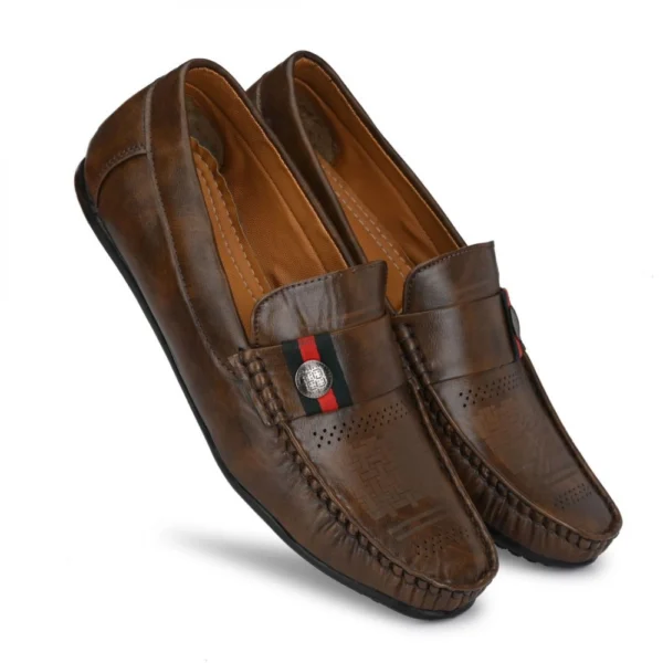 Men Brown Color Leatherette Material Casual Loafers