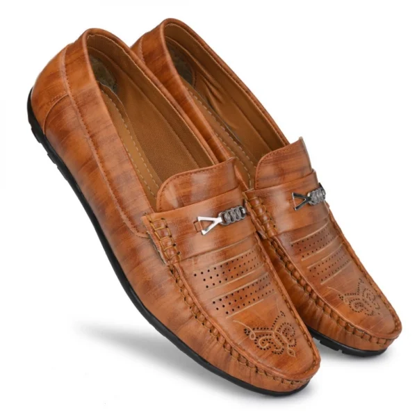 Men Tan Brown Color Leatherette Material Casual Loafers