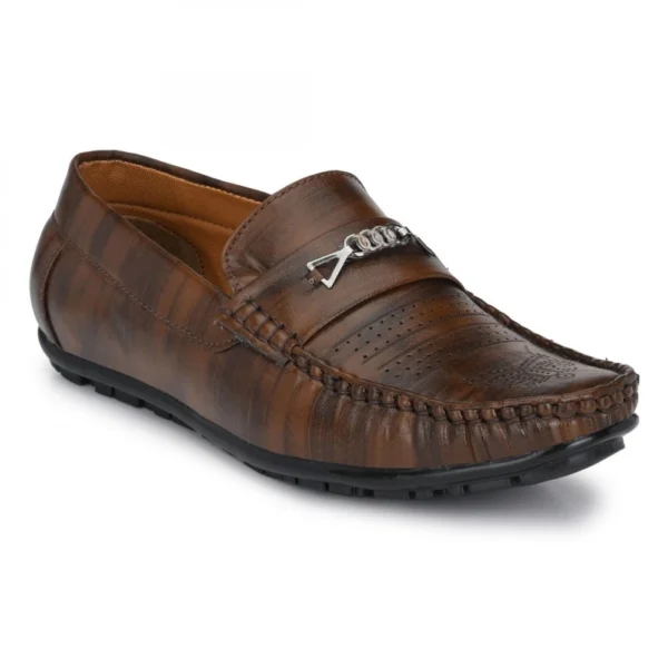 Men Brown Color Leatherette Material Casual Loafers