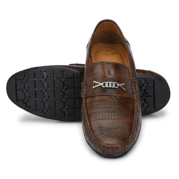 Men Brown Color Leatherette Material Casual Loafers