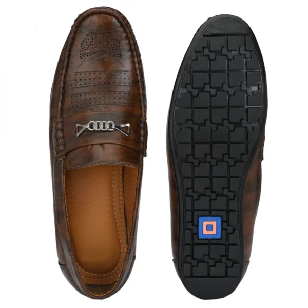 Men Brown Color Leatherette Material Casual Loafers