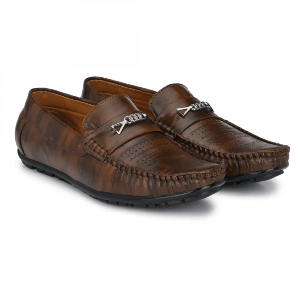 Men Brown Color Leatherette Material Casual Loafers