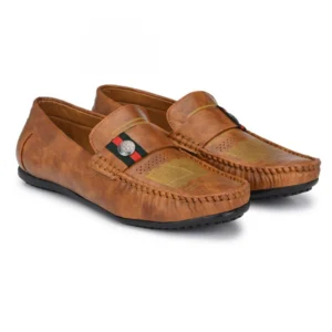 Men Tan,Brown Color Leatherette Material Casual Loafers