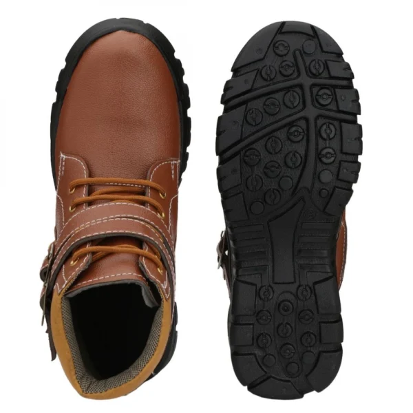 Men Brown Color Leatherette Material Casual Long Boots
