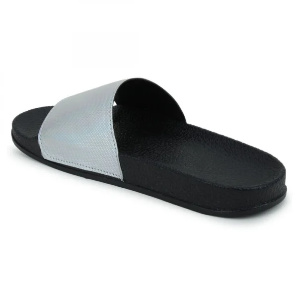 Women Silver Color Synthetic Material Casual Sliders