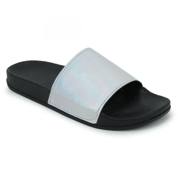 Women Silver Color Synthetic Material Casual Sliders