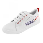 Women White,Red Color Leatherette Material Casual Sneakers