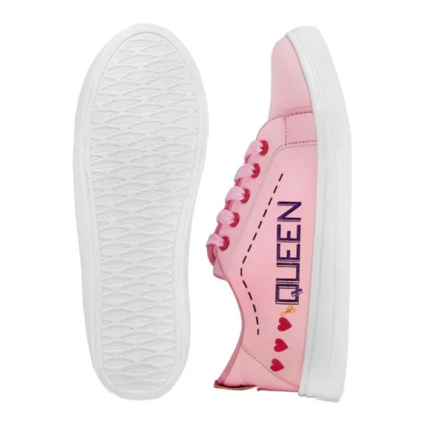 Women Pink Color Leatherette Material Casual Sneakers