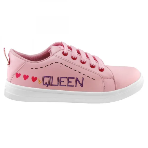 Women Pink Color Leatherette Material Casual Sneakers