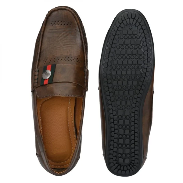 Men Brown Color Leatherette Material Casual Loafers