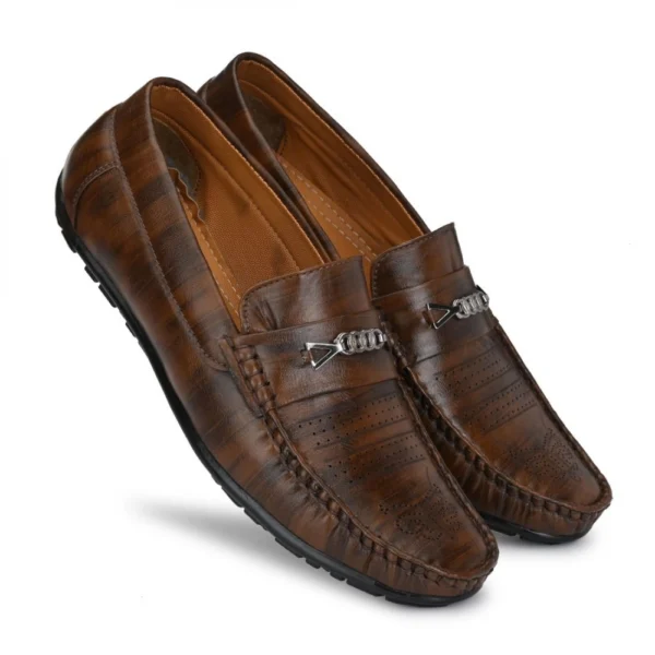 Men Brown Color Leatherette Material Casual Loafers