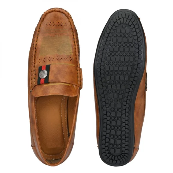Men Tan,Brown Color Leatherette Material Casual Loafers