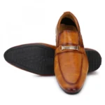 Men Tan Brown Color Nappa Leather Material Casual Formal Shoes