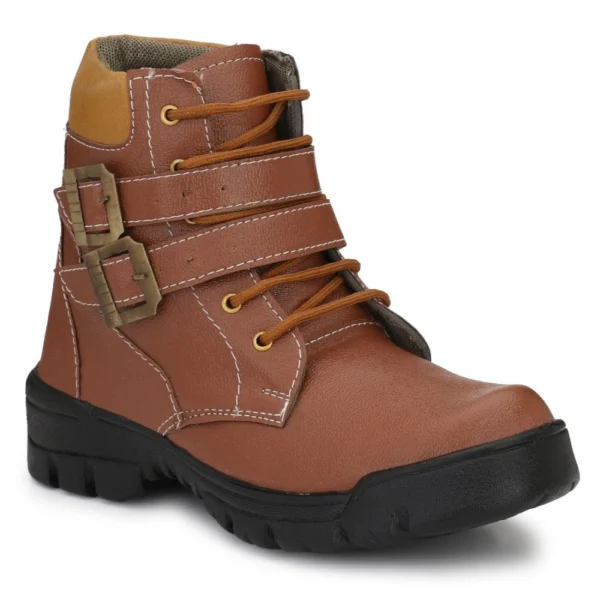 Men Brown Color Leatherette Material Casual Long Boots