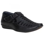 Men Black Color Leatherette Material Casual Sandals