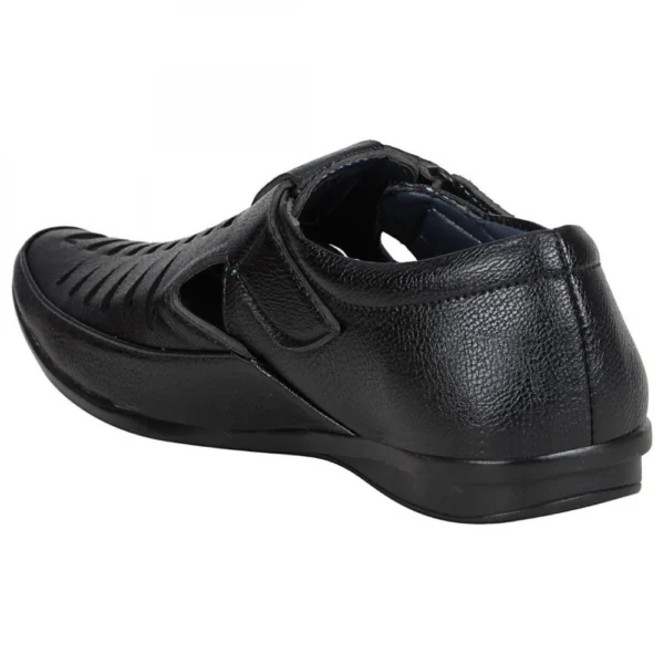 Men Black Color Leatherette Material Casual Sandals