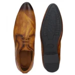 Men Tan Brown Color Nappa Leather Material Casual Formal Shoes