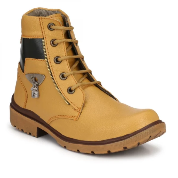 Men Brown Color Leatherette Material Casual Long Boots