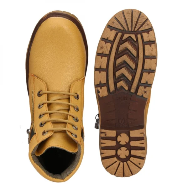 Men Brown Color Leatherette Material Casual Long Boots