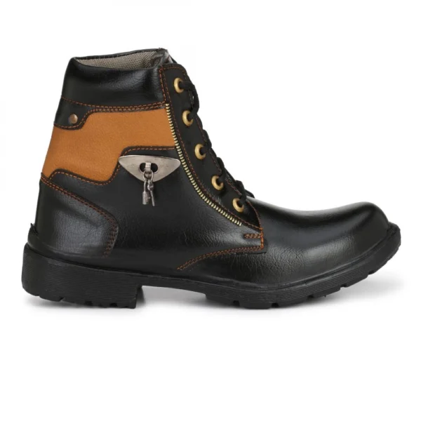Men Black,Tan Brown Color Leatherette Material Casual Long Boots