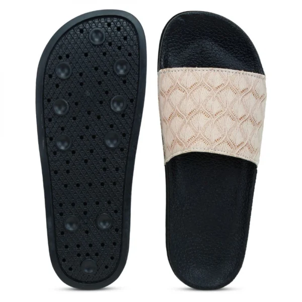 Women Beige Color Synthetic Material Casual Sliders