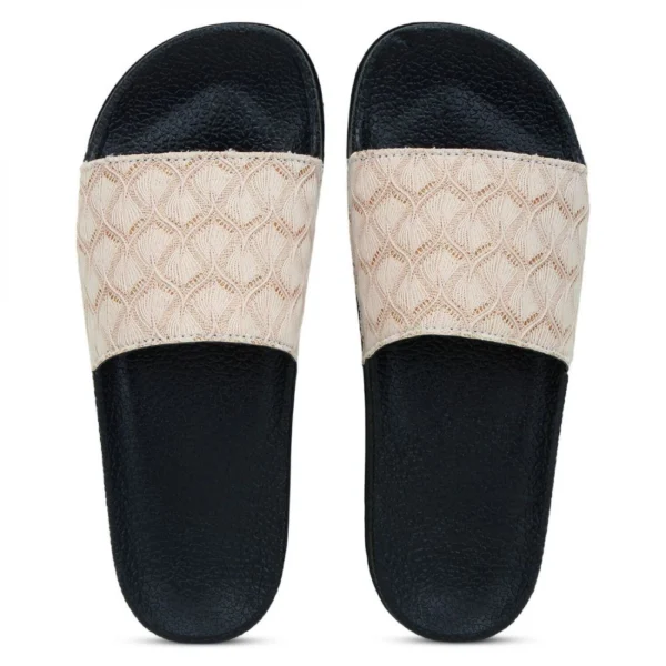 Women Beige Color Synthetic Material Casual Sliders