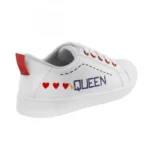 Women White,Red Color Leatherette Material Casual Sneakers