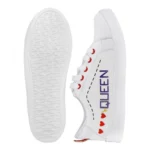 Women White,Red Color Leatherette Material Casual Sneakers