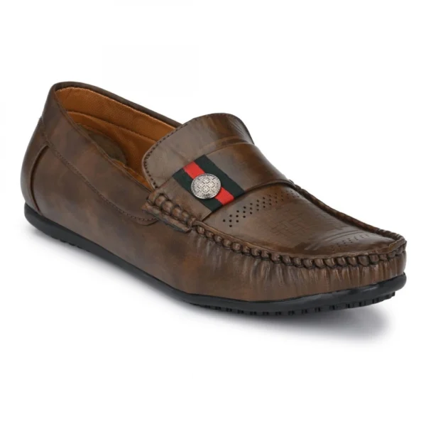 Men Brown Color Leatherette Material Casual Loafers