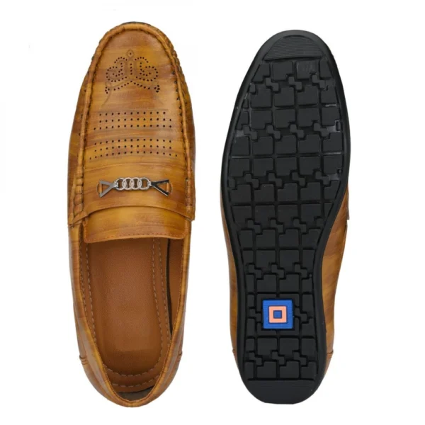 Men Beige Tan,Brown Color Leatherette Material Casual Loafers