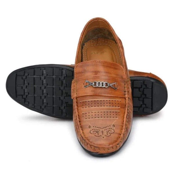 Men Tan Brown Color Leatherette Material Casual Loafers